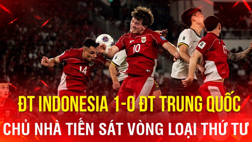 ĐT Indonesia thắng ĐT Trung Quốc, tiến gần vòng loại thứ tư World Cup 2026